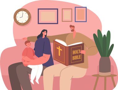 Dini aile İncil 'i birlikte okuyor.