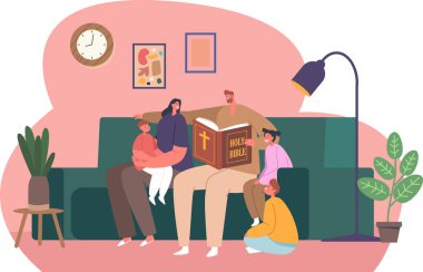 Ebeveynler ve çocuklar İncil okuyor.