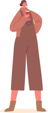 Paket servisi olan restoran kahve fincanı tutan kadın