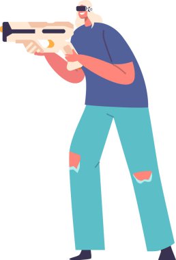 Vr aksiyon oyunu oynayan kadın