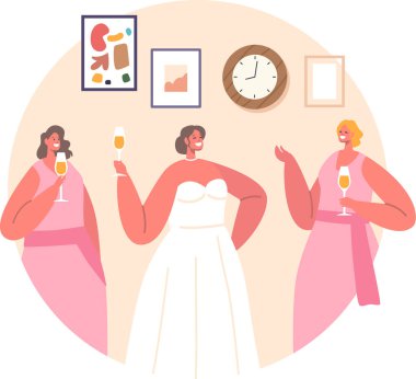 Gelin ve nedimeler evliliği kutluyor.