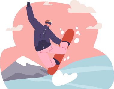 Snowboard sürücüsü numara yapıyor.