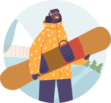 Üniformalı snowboardçu karakter