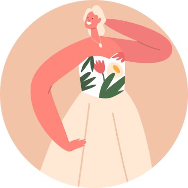 Kadın gelinlik çiçek desenli.