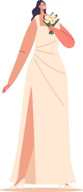 Gelinlik giymiş moda gelin.