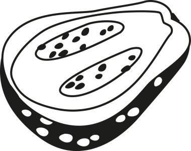 Guava tropikal meyveleri siyah-beyaz