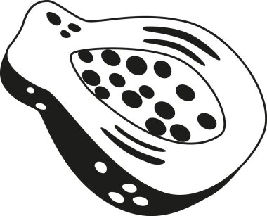 Papaya tropikal meyvesi siyah-beyaz