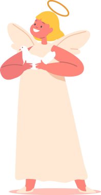 Sevimli melek güvercin tutuyor