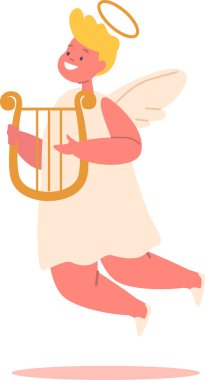 Tatlı melek arp çalıyor.