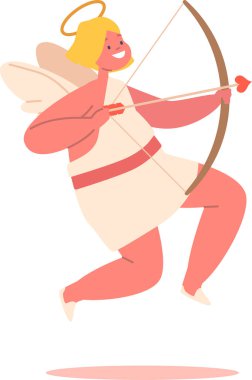 Tatlı çocuk melek okçu karakter.