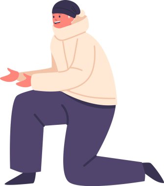 Çocuk kış oyunları oynuyor.