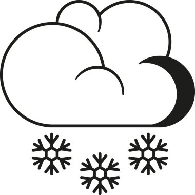 Bulut ve kar yağışı siyah-beyaz simgesi