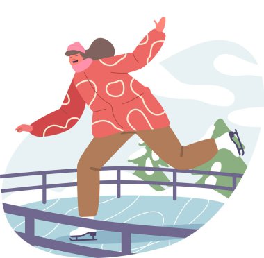 Mutlu kız paten kaymayı seviyor.