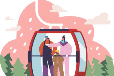 Kablo kamarasında aile turisti