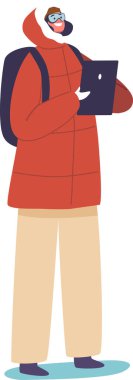 Heyecanlı kadın kutup bilim adamı kaşif