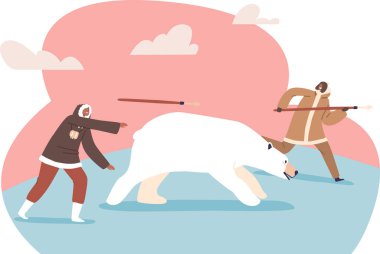 Silahlı Eskimo avcıları