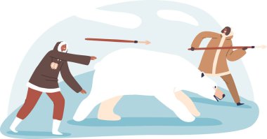 Eskimo erkekleri kutup ayısı avlıyor