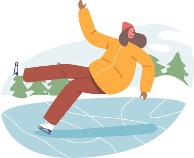 Buz patenli bir kadın düşüyor.