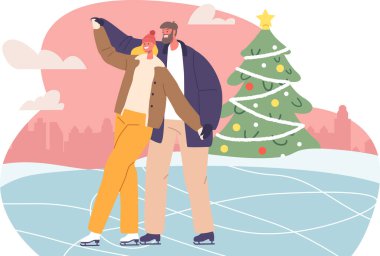 Sevgili çift kayak yaparken eğleniyor.