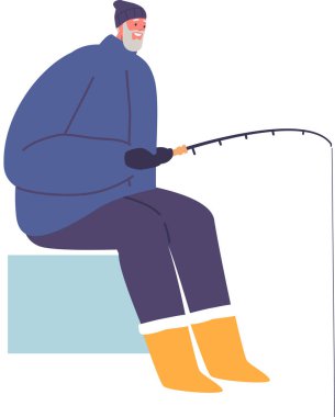 Emekli adam kış balıkçılığının tadını çıkarıyor