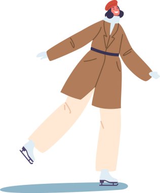 Genç kadın buz pateni yapmaktan hoşlanıyor.