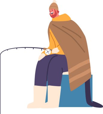 Adam oltayla balık tutuyor.