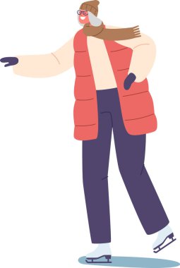 Yaşlı bir kadın buz pateni yapıyor.