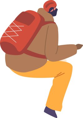 Sırt çantalı kış turisti.