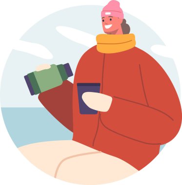 Sıcak çayla ısınan kadın