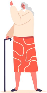 Elini kaldıran yaşlı kadın.