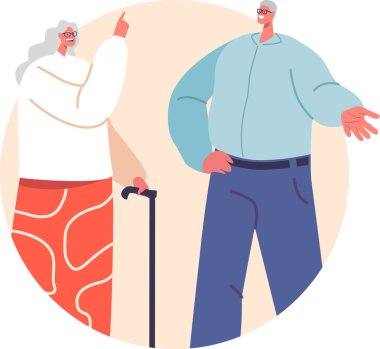 Yaşlılar konuşuyor ve el kol hareketi yapıyor.