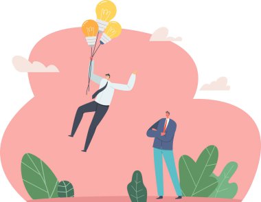 Girişimci uçan ampul fikri balonları