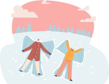 Mutlu çift kar meleği yapıyor.