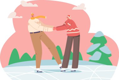 Çift buz pistinde eğleniyor.