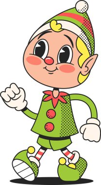 Noel elfi, eski karakter yürüyüşü.