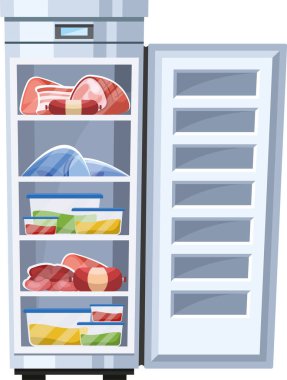 Modern bir buzdolabı ve sebzeler.