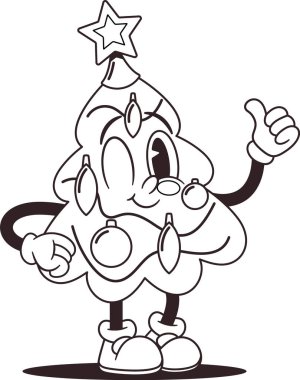 Retro tarzı siyah-beyaz Noel ağacı