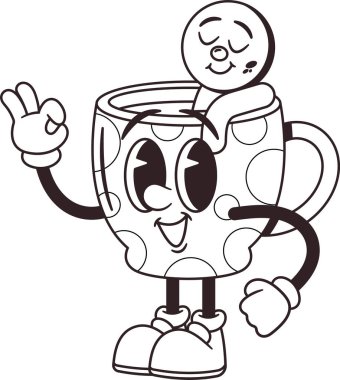 Siyah beyaz sevimli bir kupa.