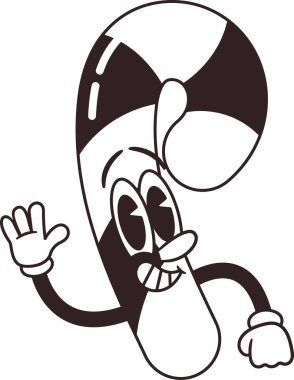 Şeker kamışı retro siyah beyaz karakter