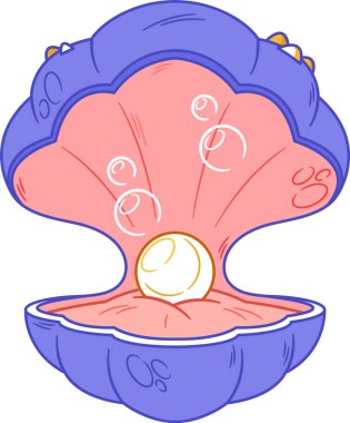 Açık deniz kabuğunda inci mücevher.