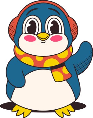 Kış kostümü giyen küçük penguen