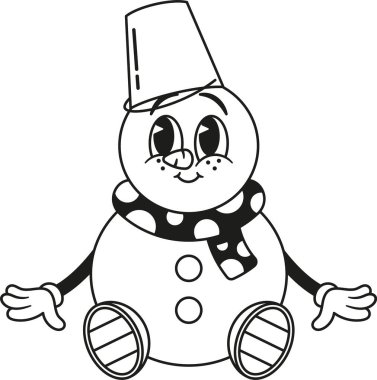 Siyah-beyaz Noel Kardan Adam retro karakteri