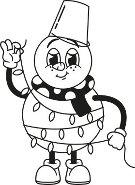 Siyah-beyaz Noel kardan adam sarılı çelenk