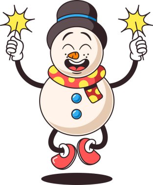 Noel 'i kutlayan neşeli kardan adam karakteri
