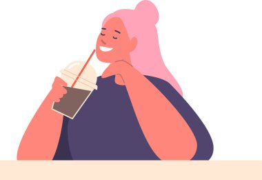 Kahve içen hayalperest kadın.