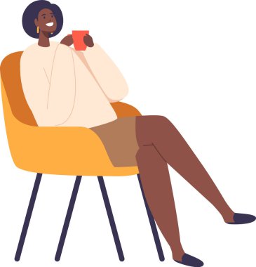 Rüyalarımdaki rahat iş kadını kahve içiyor.