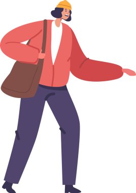 Endişeli kadın aceleyle dışarı çıkıyor