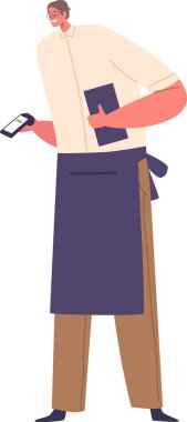 Garson barkod ödemesi alıyor.