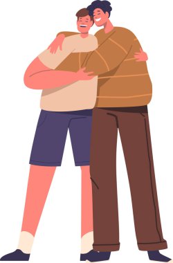 Ayakta duran ve sarılan kardeşler