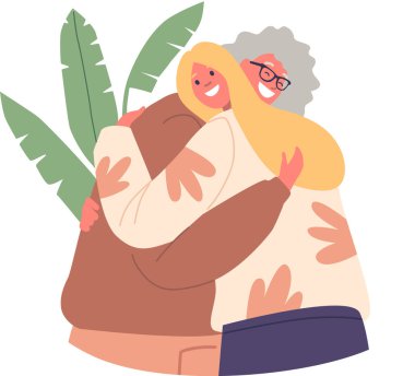 Yaşlı anne, yetişkin kız birlikte.